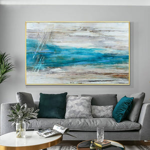 Blue Abstract Art, Handmade Large Canvas Painting, Modern Living Room Decor, Unique Housewarming Gift by Sona Casa