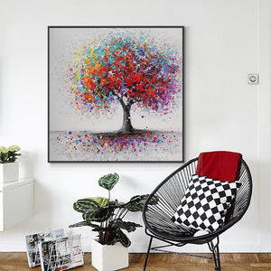 Tree Of Life - Abstract Painting, Colorful Splash Modern Wall Art, Original Hand Painted Oil Painting for Home Decor by Sona Casa