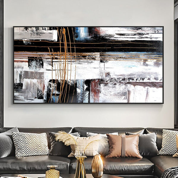 Handmade Abstract Art, Deep Space Oil Painting, Minimalist Bedroom Wall Painting, Framed Wall Art for New Home by Sona Casa