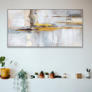 Abstract Painting on Canvas - Handmade Golden Yellow & Brown Textured Art for Living Room Decor, Unique Housewarming Gift by Sona Casa