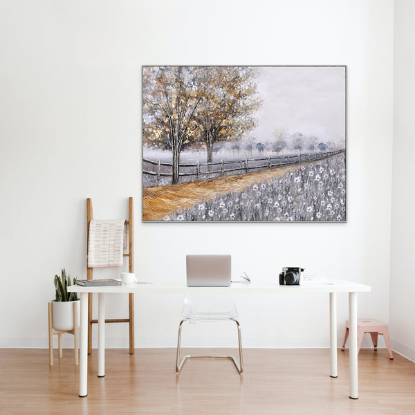 Country Road Painting - Textured Impasto Oil Artwork, Large Canvas Wall Decor for Living Room by Sona Casa