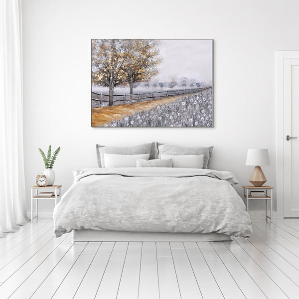 Country Road Painting - Textured Impasto Oil Artwork, Large Canvas Wall Decor for Living Room by Sona Casa