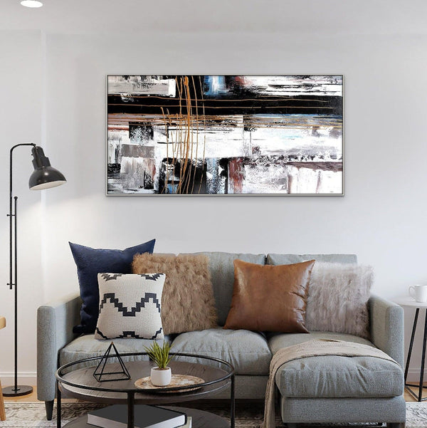 Handmade Abstract Art, Deep Space Oil Painting, Minimalist Bedroom Wall Painting, Framed Wall Art for New Home by Sona Casa