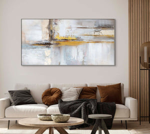 Abstract Painting on Canvas - Handmade Golden Yellow & Brown Textured Art for Living Room Decor, Unique Housewarming Gift by Sona Casa