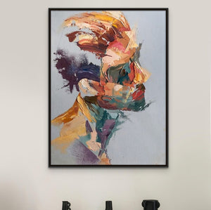 Abstract Wall Decor Abstract Reality Large Wall Painting Man Portrait Abstract Painting Handmade Wall Art Living Room Wall Decor Gift by Sona Casa