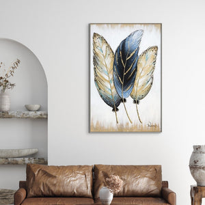 Wall Painting Feathers Hand Painted Oil Painting On Canvas Handmade Abstract Modern Vertical Wall Art Painting For Living Room | Home Decor by Sona Casa