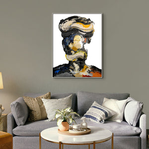 Modern Abstract Portrait Painting - Textured Thinker Canvas Art for Living Room, Original Painting, Large Abstract Portrait, Handmade Art by Sona Casa