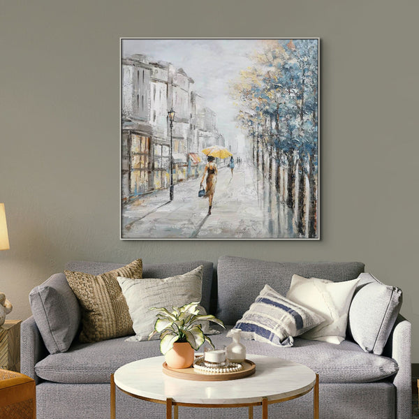 Hand-Painted City Market Artwork - Contemporary Urban Canvas for Living Room, Bedroom Wall Painting, Ideal New Home Gift by Sona Casa