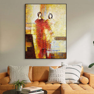 Abstract Figurative Painting - Textured Large Wall Art for Living Room, Handmade Modern Art, Unique Contemporary Gift by Sona Casa