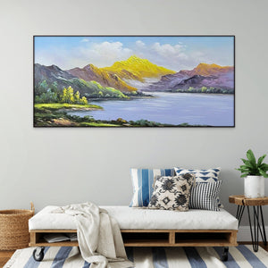 Mountain Painting on Canvas Oil Painting on Canvas Large Wall Art Landscape Painting Living Room Wall Art Original Painting Lake Art Gift by Sona Casa